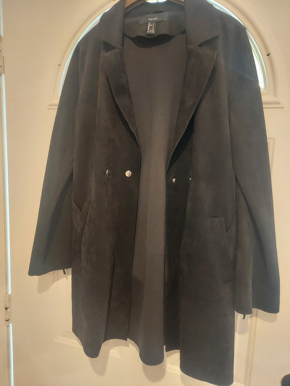 Forever 21 Black Double-Breasted Trench Coat